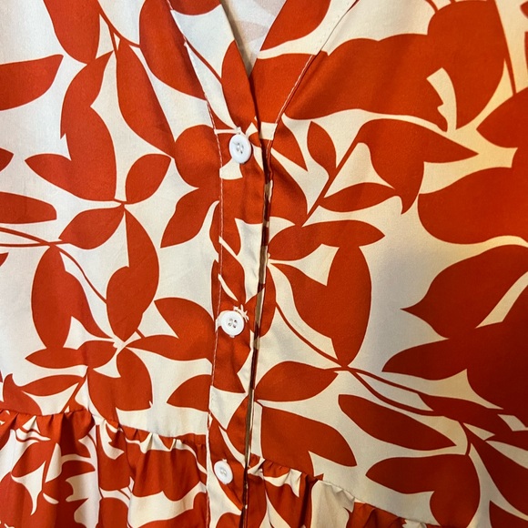 SHEIN dress. NWOT. Cream color w/rust colored orange leaves. - Picture 4 of 8